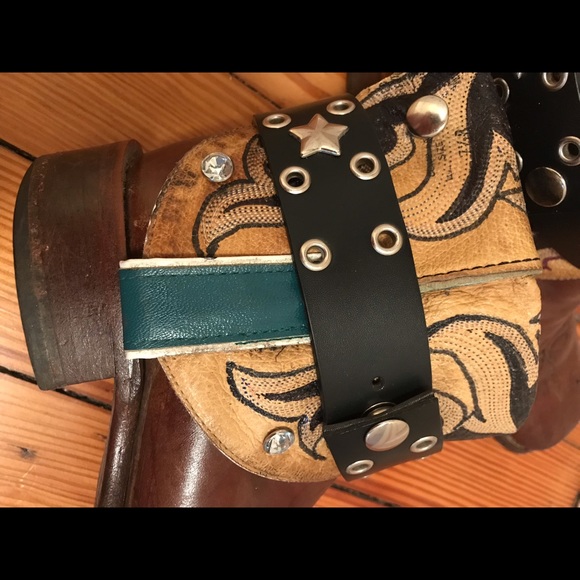 Folded flipped vintage Nocona painted cowboy Canty boots - Picture 10 of 11